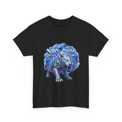 Blaues Neon-Tiger-T-Shirt | Graffiti-Chrom-Tiger-Nachtcore-Ästhetik, Tiergeschenk