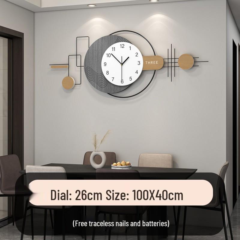 Modern Minimalist Luxury Wall Clock for Living Room or Restaurant - No-Punch Installation, Elegant Decor