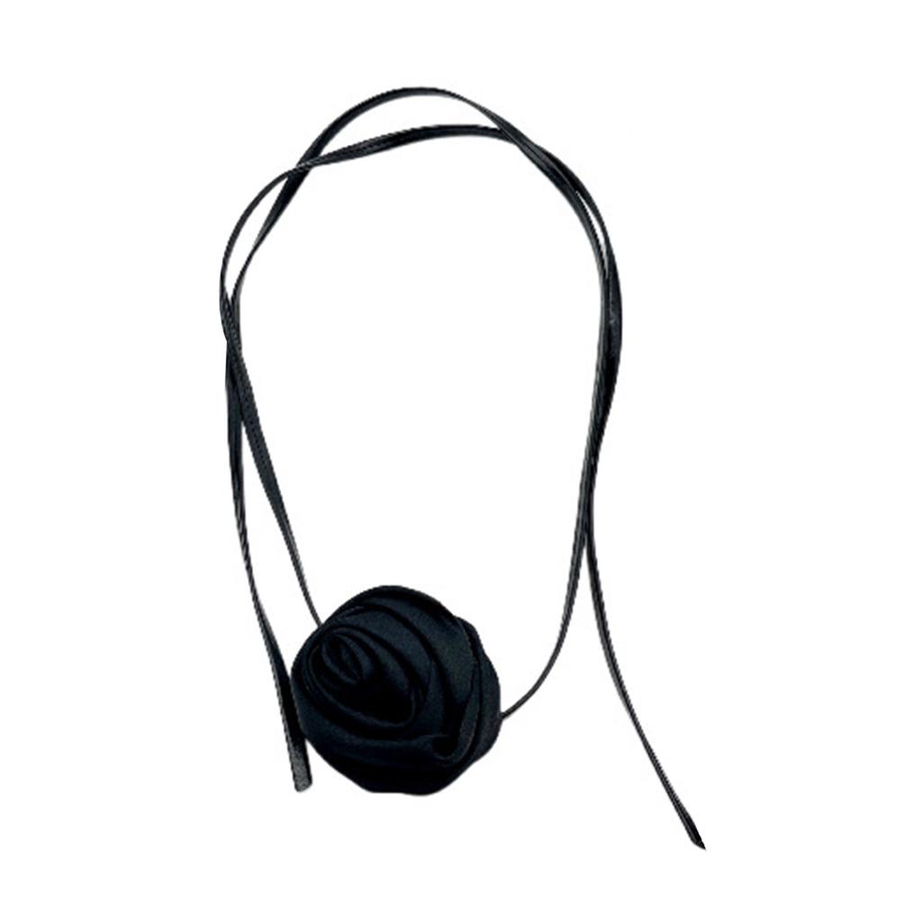 Simple Rose Flower Neckband Choker Necklace Jewelry Women Clavicle Chain Necklace Temperament Long Strap Neck Chain
