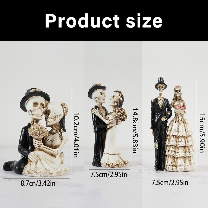Skeleton Couple Figurine - Romantic Gothic Halloween Decor Resin Statue for Home, Desk, Yard, Party & Day of the Dead
