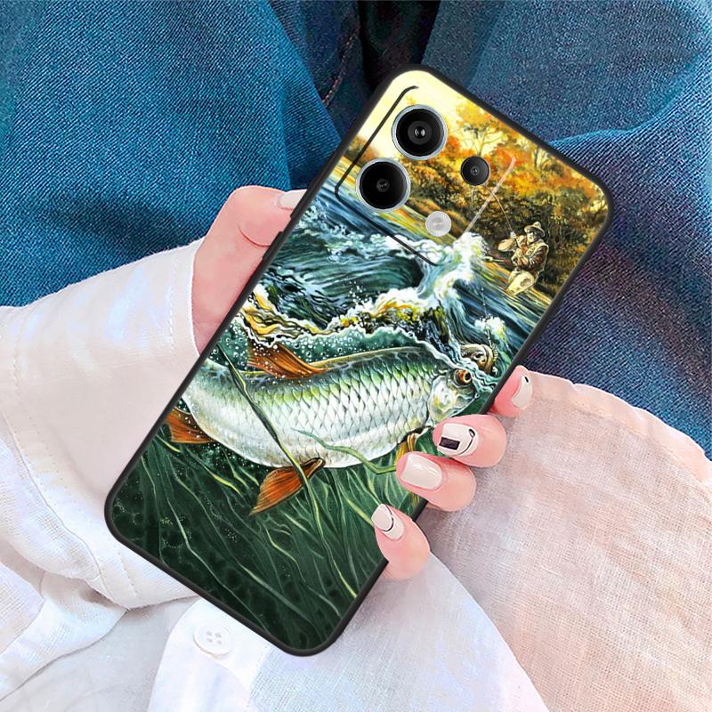 Fish Fishing Cover For Xiaomi Redmi Note 14 13 11 9 10 12 Pro 9S 10S 11S 12S Redmi 14C 10C 12C 13C Case