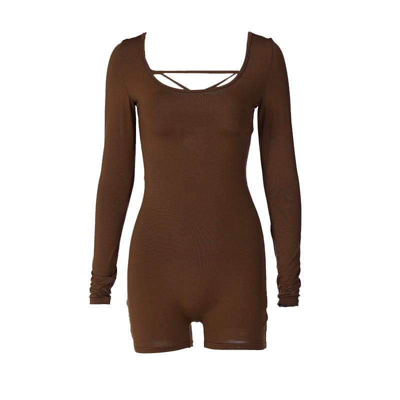 Sommer Langarm Slim Sexy Overalls Damen Body Verband Rückenfrei Lässige Yoga Jumpsuits Damenmode Hohe Taille Elegant Playsuits Outfits 25755