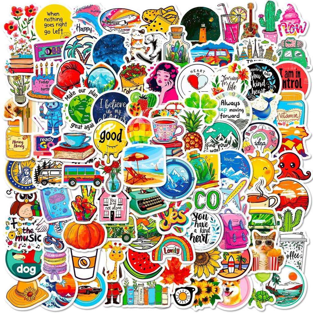 100 Pieces Small Size 4Cm Beach Small Fresh Ins Wind Mix And Match Sticker Diy Suitcase Sticker