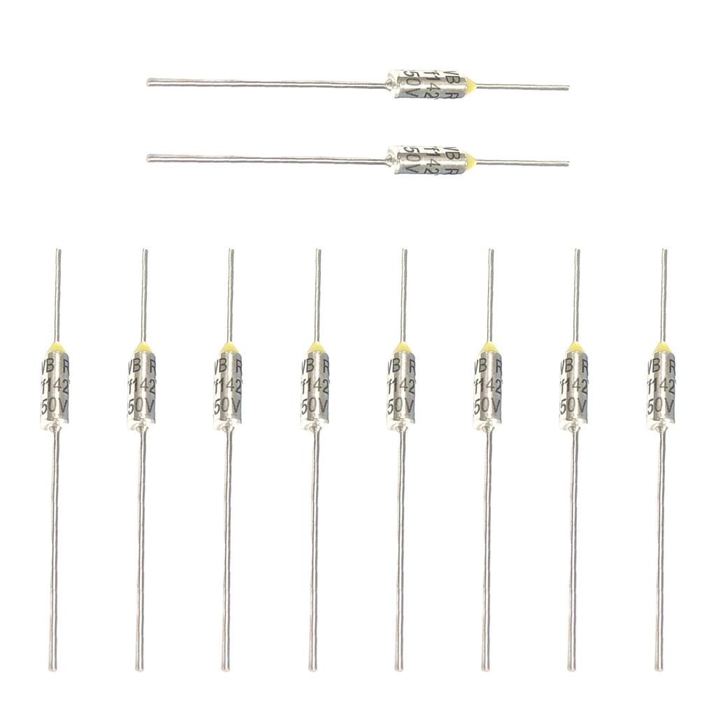 Pack of 10 Metal Thermal Cutoffs Thermal Fuse for Motor Transformer Electric Industrial Metal Shell Thermal Fuse Cutoff