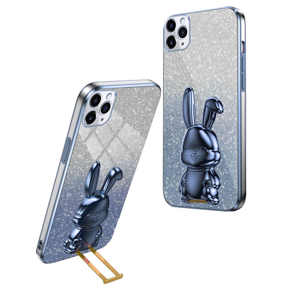 For iPhone 11 Pro Max Cartoon Rabbit Case Pull-out Kickstand Smart Phone Cover