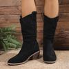 Women's Vintage Round Toe Boots, Wrinkled Stacked Martin Boots, Chunky Heel Wholesale Booties for Women
