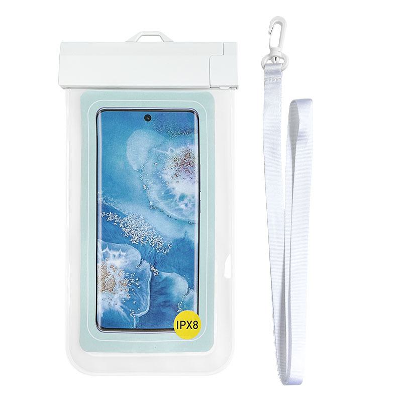 

Водонепроницаемый чехол для мобильных телефонов для плавания и дайвинга — сенсорный экран, защита от дождя, герметичный корпус из ТПУ, идеально подходит для велоспорта и поездок на вынос. Universal 7.2 inch белый