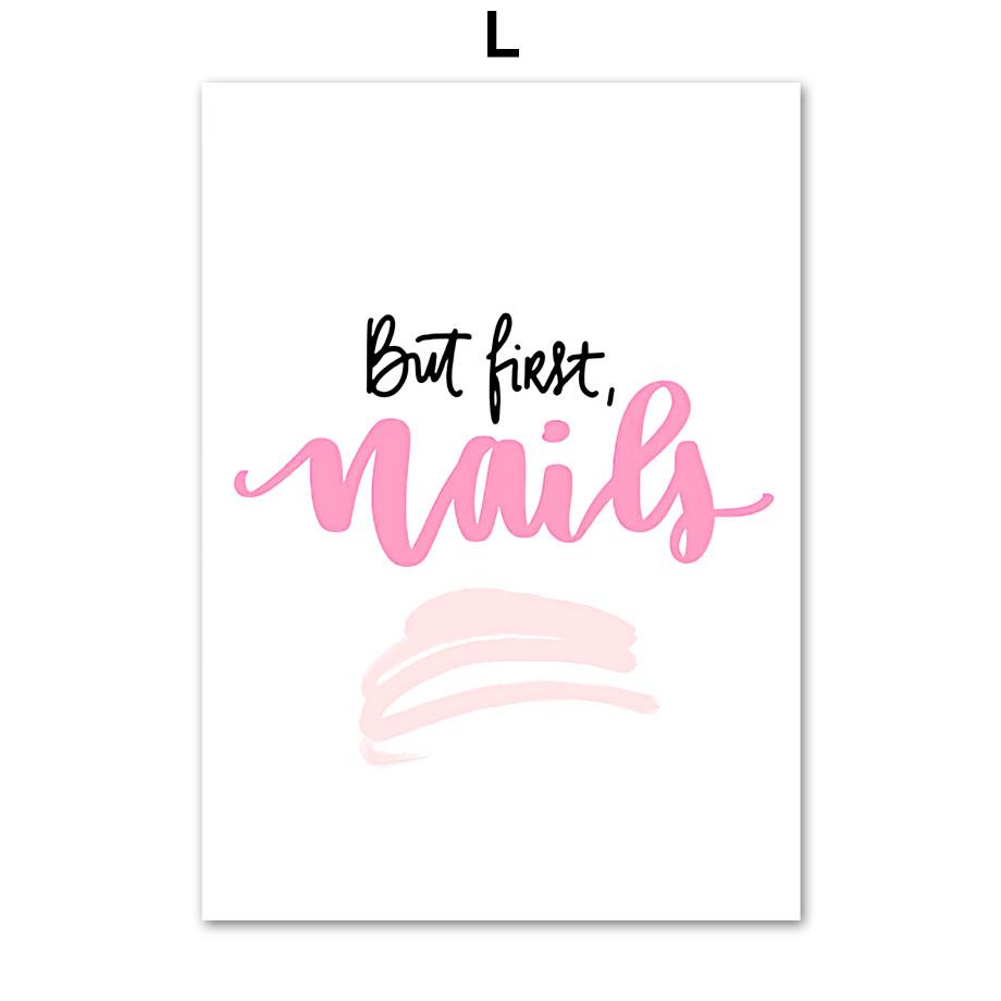 

Холст с цитатой для ногтей, розовый лак для ногтей, художественная живопись, маникюрный магазин, художественные принты, скандинавские настенные картины, украшение для магазина красоты A4 21X30cm No Framed