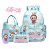 4Pcs/set Cartoon Printed Backpack Pencil Bag Lunch Bag Outdoor Water Bottle Student Girl Large Capacity Schoolbag Travel Bag Gift
