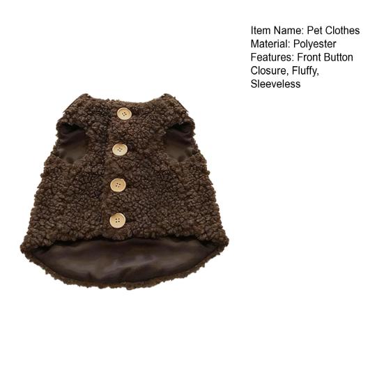 Fluffy Cat Vest Warm Sleeveless Winter Coat Pet Apparel Button Closure Kitten Puppy Outfit for Outing Daily Wear Party Costume Photography
