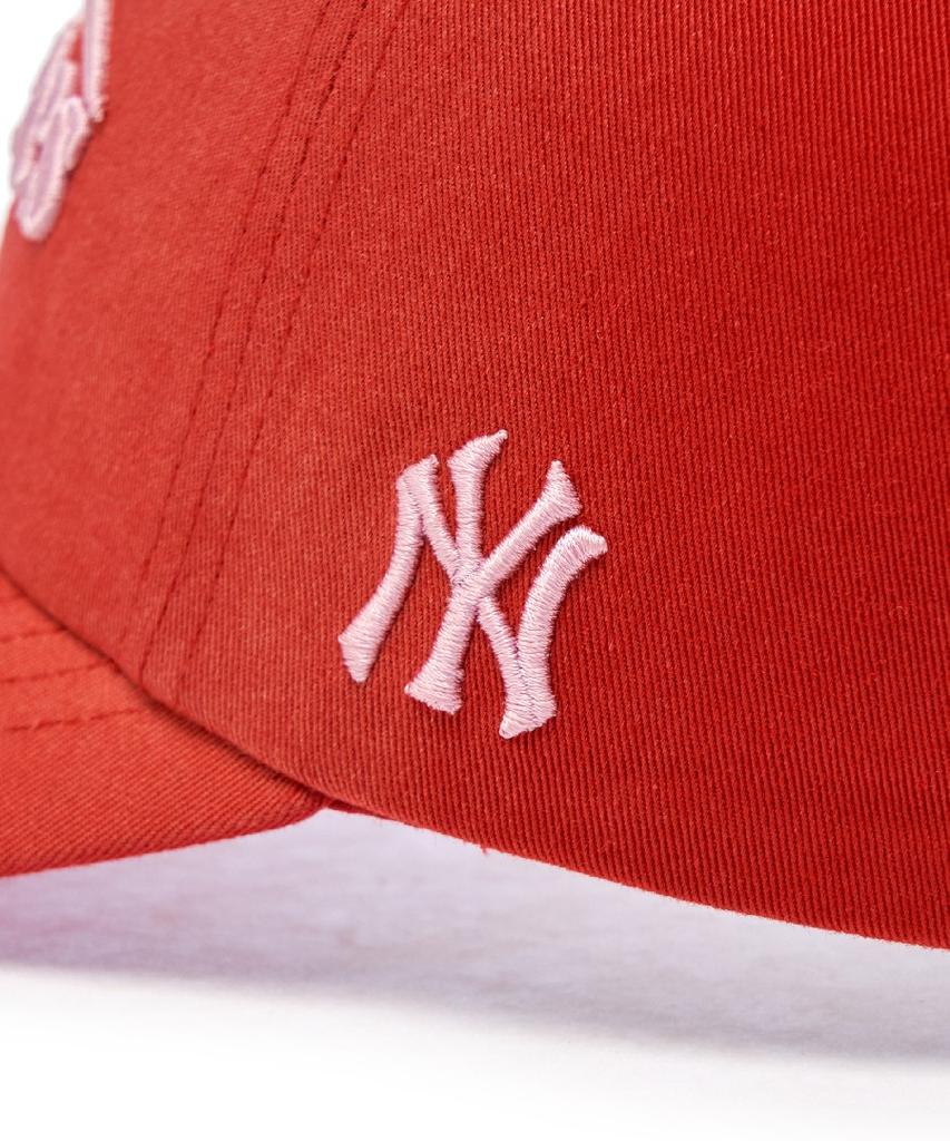Emelbi Vintage Washed Curve Logo Unstructured Ball Cap Ny (D.Red)