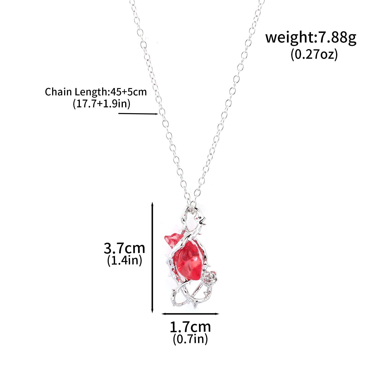 Gothic Rose Thorn Necklace with Red Crystal Heart Punk Vampire Style Jewelry For Women