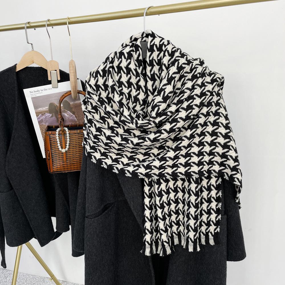 High Quality Chic Houndstooth Scarf Women Autumn Winter Warm Thick Long Muffler Female Versatile British Style Shawl Ladies
