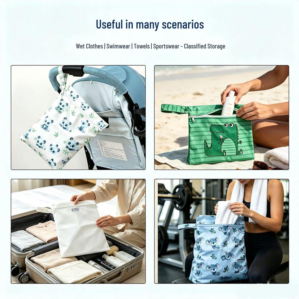 Waterproof Single Pocket Reusable Wet Diaper & Sanitary Napkin Bag