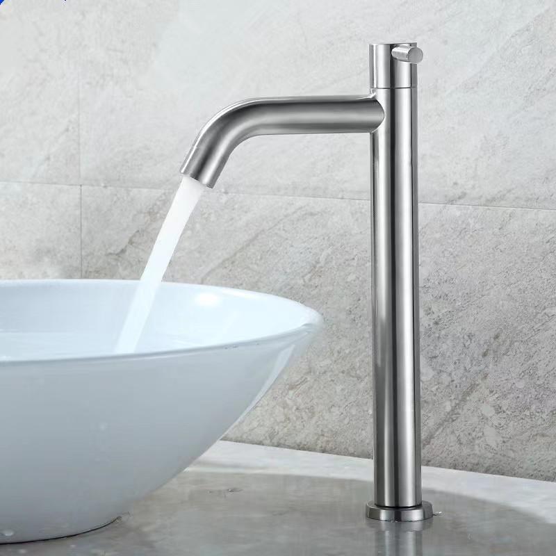 Extended Height Stainless Steel Bathroom Sink Faucet