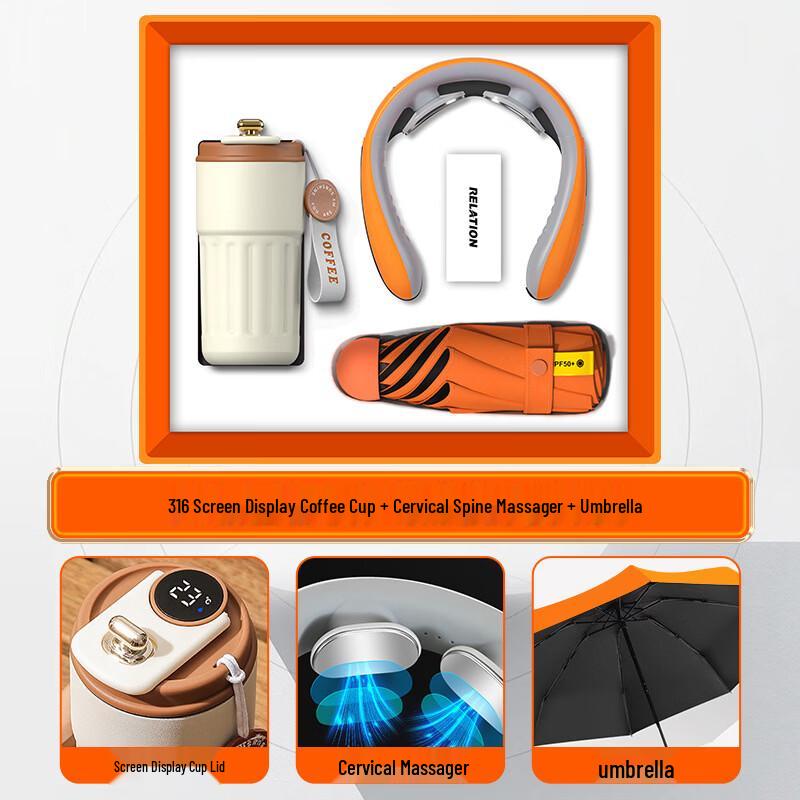 Business Gift Set: Coffee Cup, Neck Massager & Umbrella