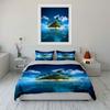 Tropical Palm Island with Blue Water Print Bedding Set 1Duvet Cover 2Pillowcases for Adult and Children Luxury Gift Full Size