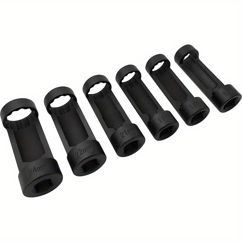 6-teiliges Stahl-Federbeinmutter-Steckschlüssel-Set, 12-Punkt, 1/2"-Antrieb, Größen 16mm-24mm, Robustes Werkzeugset für die Autowartung