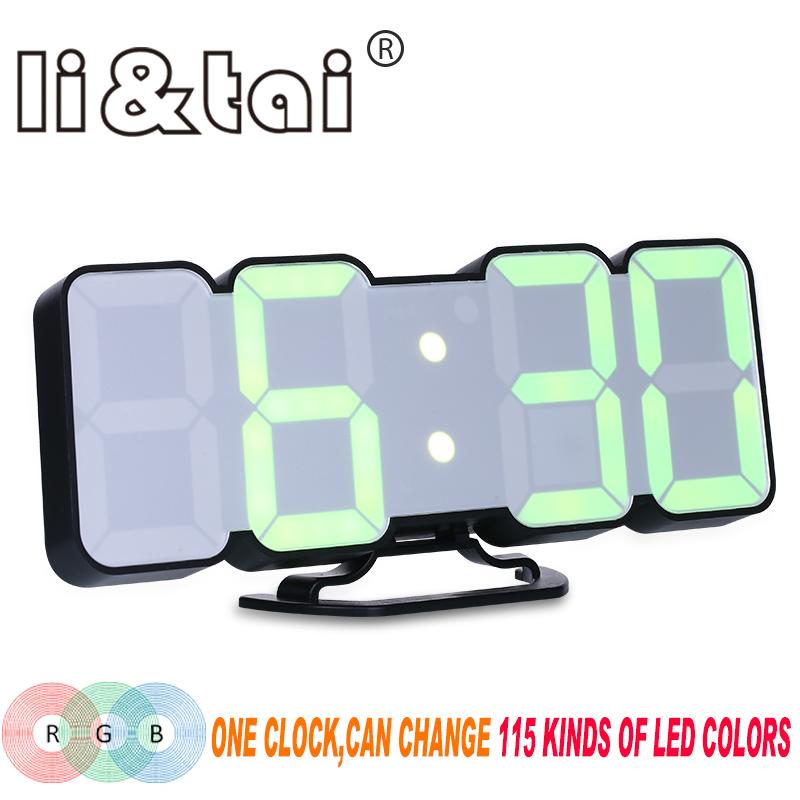 Digital Table Clock Time Alarm Clock LED Wall Clock With 115 Colors Remote Control Digital Watch Night Light Magic Desktop