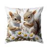 Eichhörnchen Blumen Gedruckte Dekorative Kissen Kissenbezug Polyester Kissenbezug Wurfkissen Sofadekoration Kissenbezug Zuhause