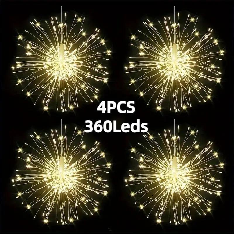 Solar-Powered LED Firework Hanging Lights for Outdoor Decoration