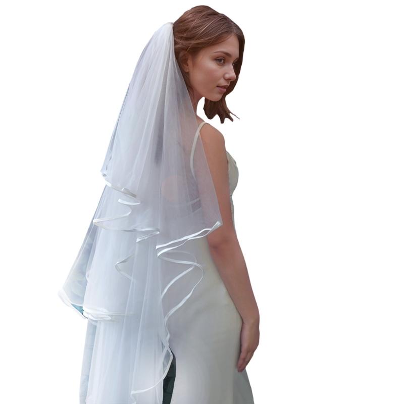 Tiered Wedding Veils Shoulder Back Coverage Breathable Tulle Bridal Veils Headpiece WithInvisible Hair Pin for Wedding