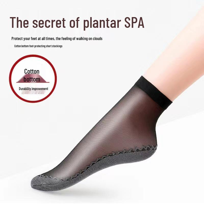 Women's Mid-Calf Breathable Velvet Cotton Sole Stockings - Sweat-Absorbent, Non-Slip, Massage Sole