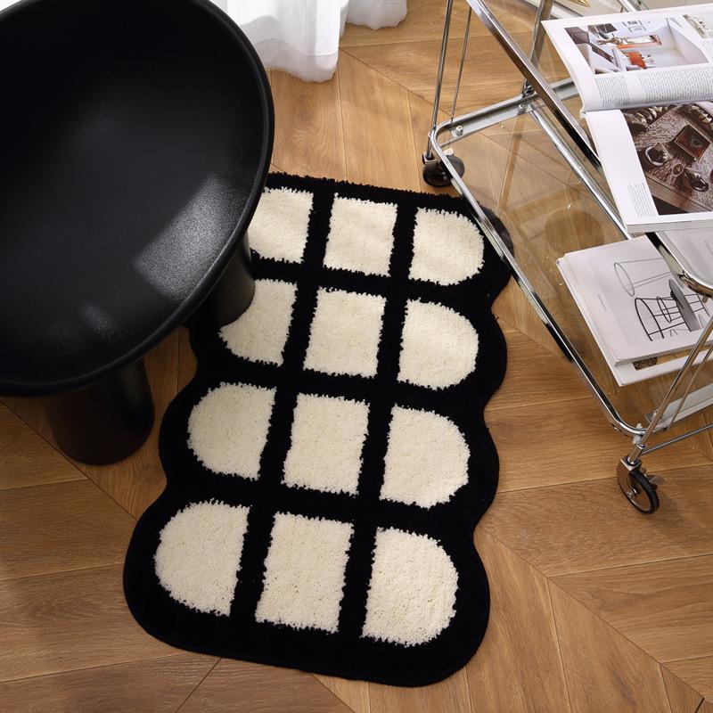 Checkered Non-Slip Absorbent Bathroom Mat - Thickened Bedside and Toilet Floor Rug 40x60cm