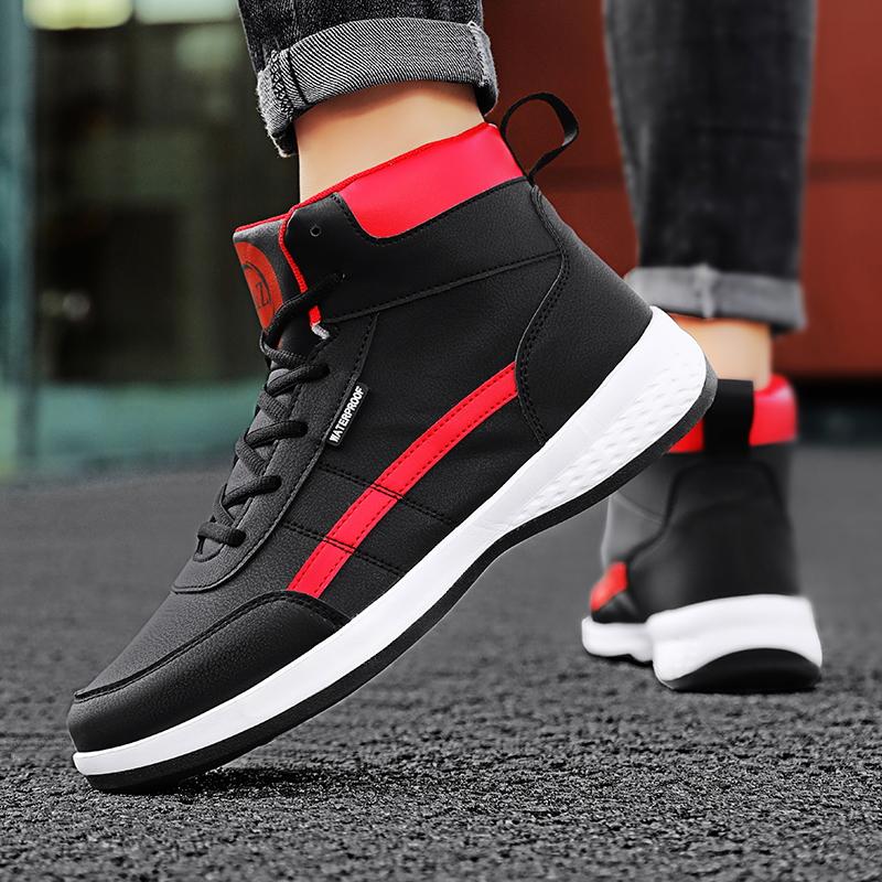 High top board shoes men's shoes 2025 new thick soles increase daddy shoes youth leather non-slip sports shoes