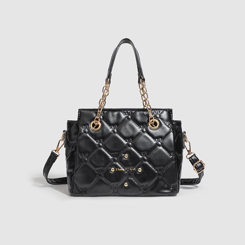 

French small fragrant style rhombus chain handbag women s 2025 new fashion versatile high-end shoulder messenger bag чёрный