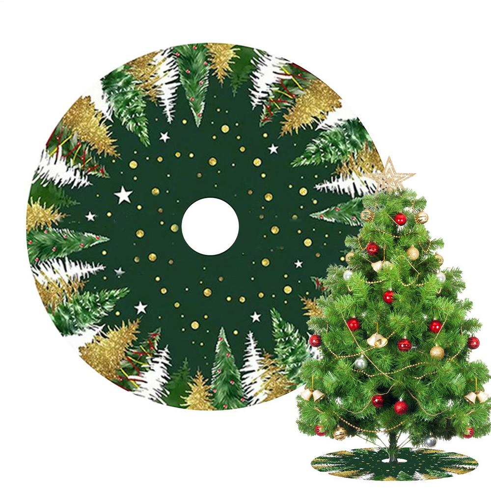 Christmas Tree Base Collar Plush Christmas Tree Base Cover Double-Sided Printing Aesthetic Home Decoration For Apartment