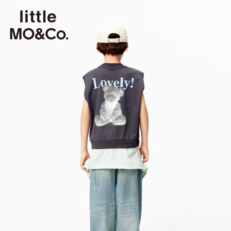 

Little MO&Co. Kids Sleeveless Hoodie Vest with Bear Print 130