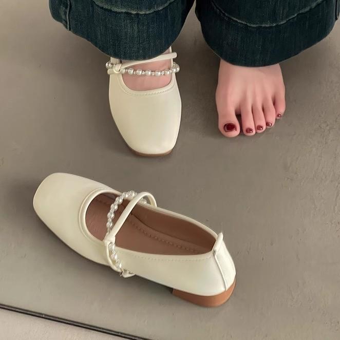 French Single Shoes Girl 2025 New Low-heeled Gentle Matching Skirt Flat-soled Grandma Shoes Fairy Style Soft-soled Mary Jane Shoes