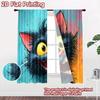 2D Flat Printing 2pcs Window Curtains Black Cat Cute Cartoon_a Digital Printed Polyester Drapes All Season Party & Holiday Decor
