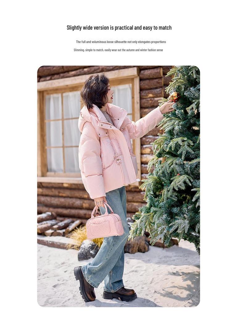 Women's Winter Hooded Windproof Down Jacket - Thickened, Short, Plus Size, 90% White Duck Down
