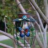 Solarbetriebene Schmetterlings-Hängelampen Dekorative Gartenwandleuchten Automatisch Einschaltende Metall-Gartenleuchten mit Griff für Terrasse Hinterhof