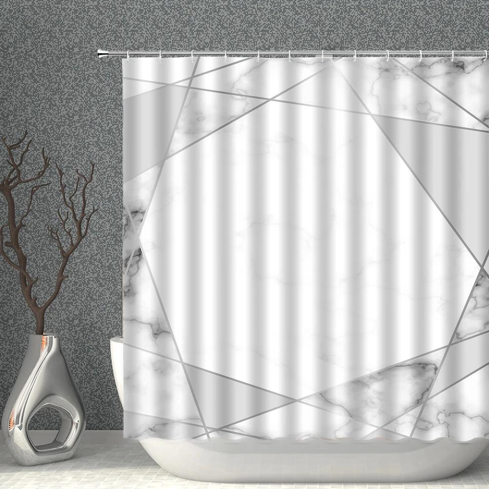 Geometric Marble Shower Curtain Bathroom Irregular Colorful Modern Family Bathroom Screen Bath Decor Backdrop Curtain Multi Size