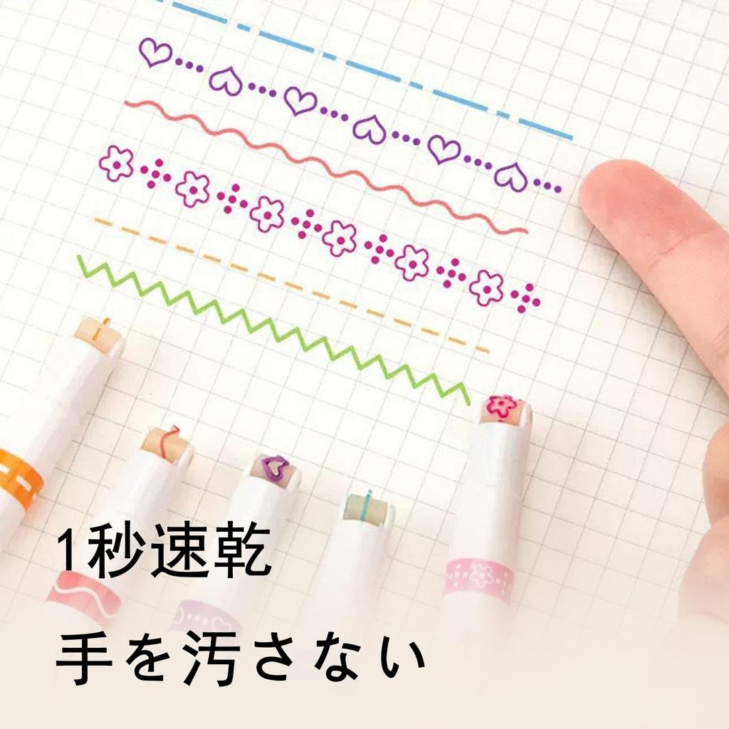 FamGift Curved 6 6 Roller Writing for DIY Office Highlighters with Lines Pens, Water-Based Pens, Types, Colors, Highlighters, Stamp, Double-Ended,