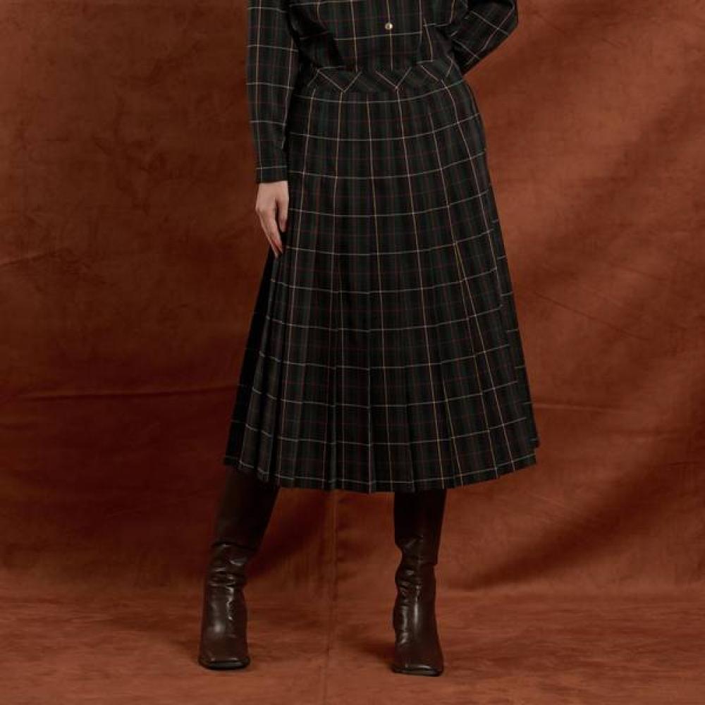 

Bcbg Check Pleated Skirt B5f8s235 green (42)/77