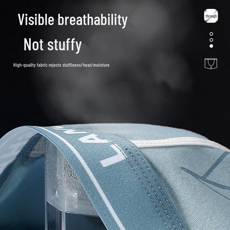 Langsha Men's Cotton Antibacterial Boxer Briefs 4-Pack