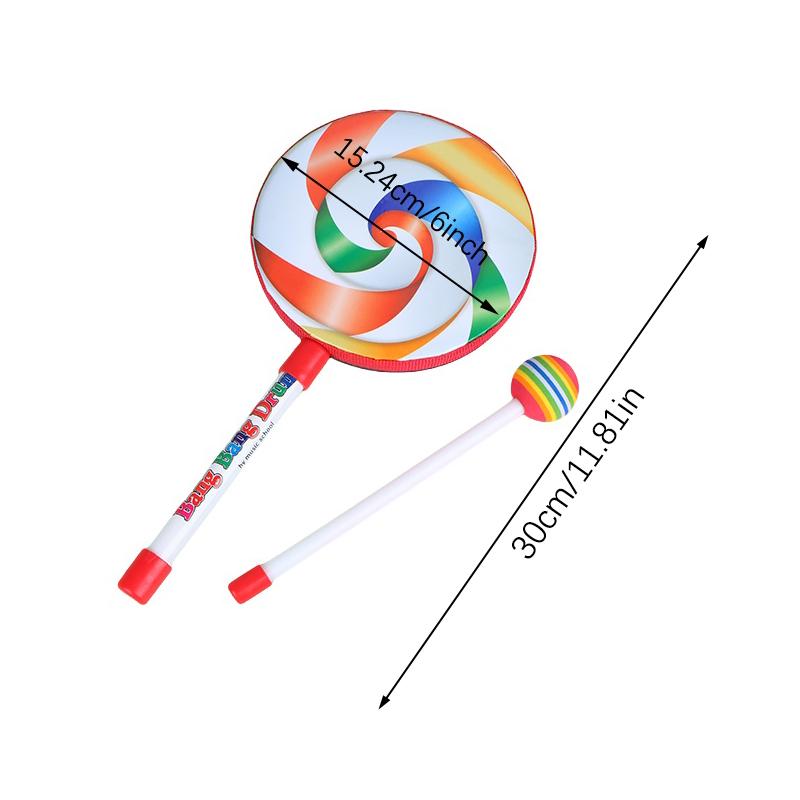 6Inch 8Inch 10Inch Lollipop Hand Drum Percussion Instruments Colorful Dance Props Infant Musical Toys Teaching Aids