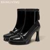 High Heels Women Ankle Boots Leather Square Toe Sexy Fashion Shoes 2025 Trend Winter Designer Pumps Goth Winter Botas De Mujer
