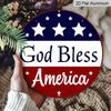 2D Flat, 1pc Patriotic “God Bless America” Hanging Sign, Heavy-Duty Aluminum Independence Day Decoration with Navy Blue & Red Stars, 7.87In American