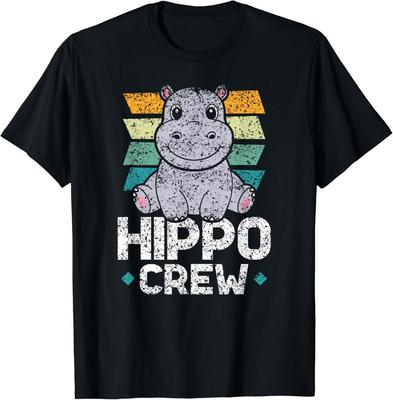 Hippo Crew Hippos Słodki Napis Hipopotam Hippo Prezent Koszulka Unisex