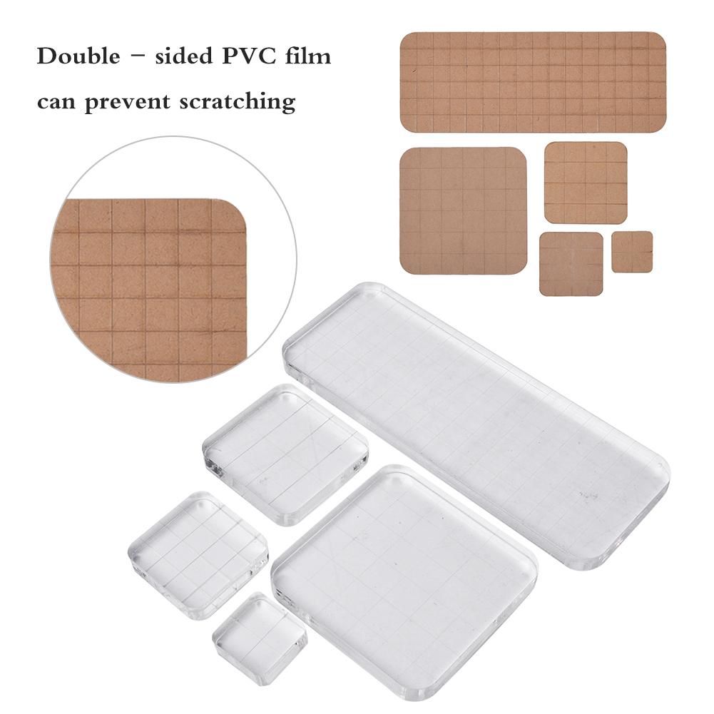 5 Pcs Rubber Stamp Block Transparent Acrylic Round Angle Manual Stamp Making Accessory