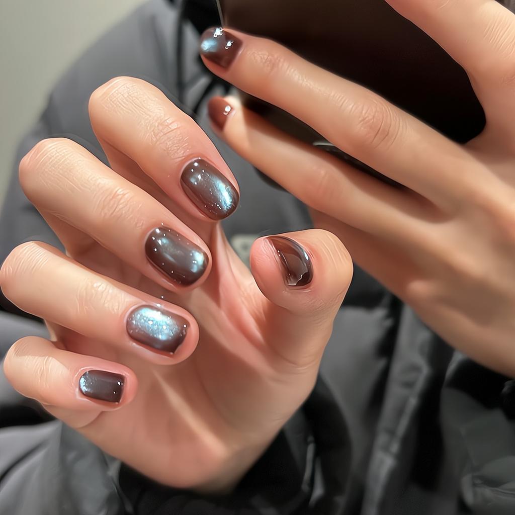 Press on Nails Square Fake Nails with Glitter Design Artificial Acrylic Nails Glossy False Nails Full Cover Stick on Nails Glue on Nails for Women