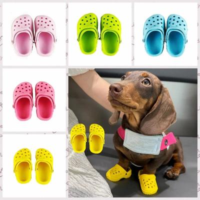 1 Par Sandalias Antideslizantes para Mascotas Cómodas Botas de Lluvia para Perros Sandalia Zapatilla para Perros Zapato con Agujeros para Perro Caminar