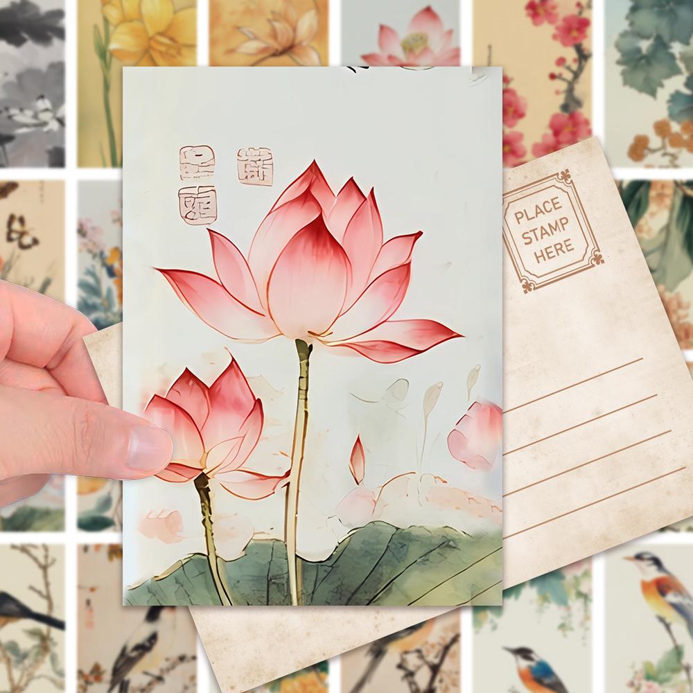 32pcs, Antique Floral and Botanical Postcards, Wall Stickers, Mailing Cards, Greeting Cards, DIY Postcards, Souvenir Postcards,
