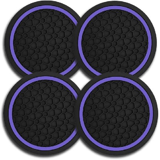4PCS Car Cup Holder Coasters, Dustproof Automotive Interior Accessories Mat,2.75 Inch Non-Slip Ert Water Bottle Holder Pads, Universal For Vehicles,