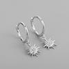 925 Sterling Silver Circle Earrings For Women Trendy Sun Zircon Tassel Earring Jewelry Prevent Allergy Party Accessories G